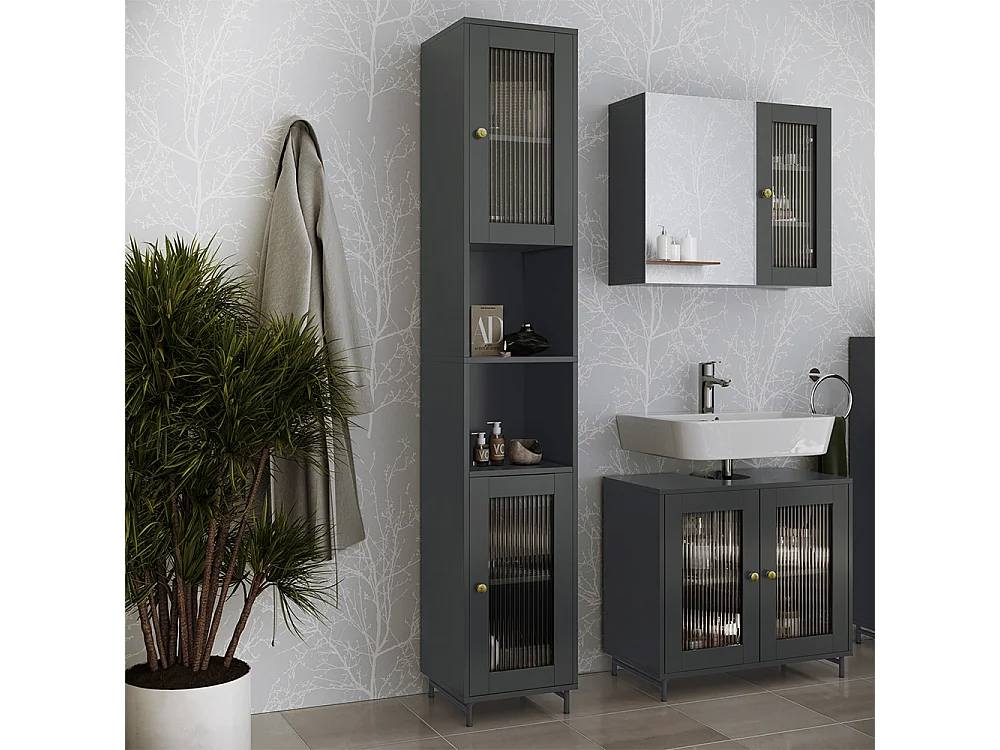 Armoire de salle de bain gris 30x30x171.5 malte