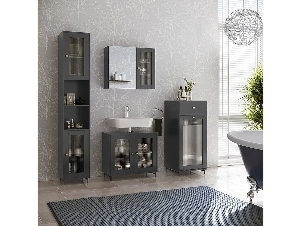 Armoire de salle de bain gris 30x30x171.5 malte