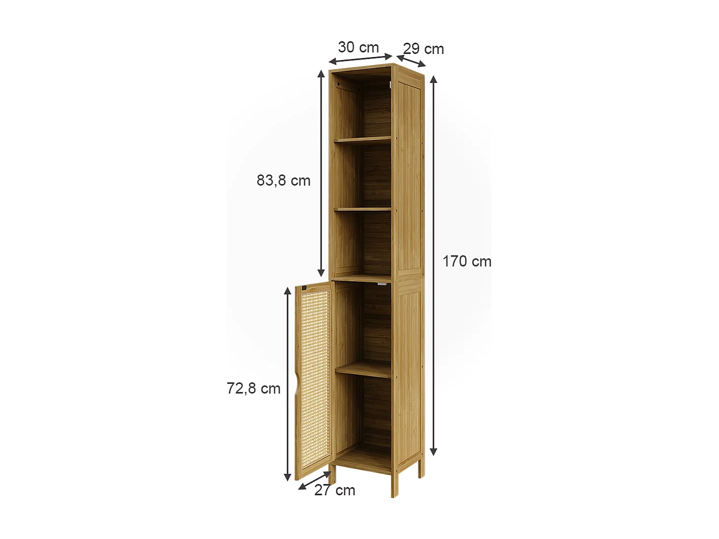 Mobile da bagno bambù 30x29x170 liora