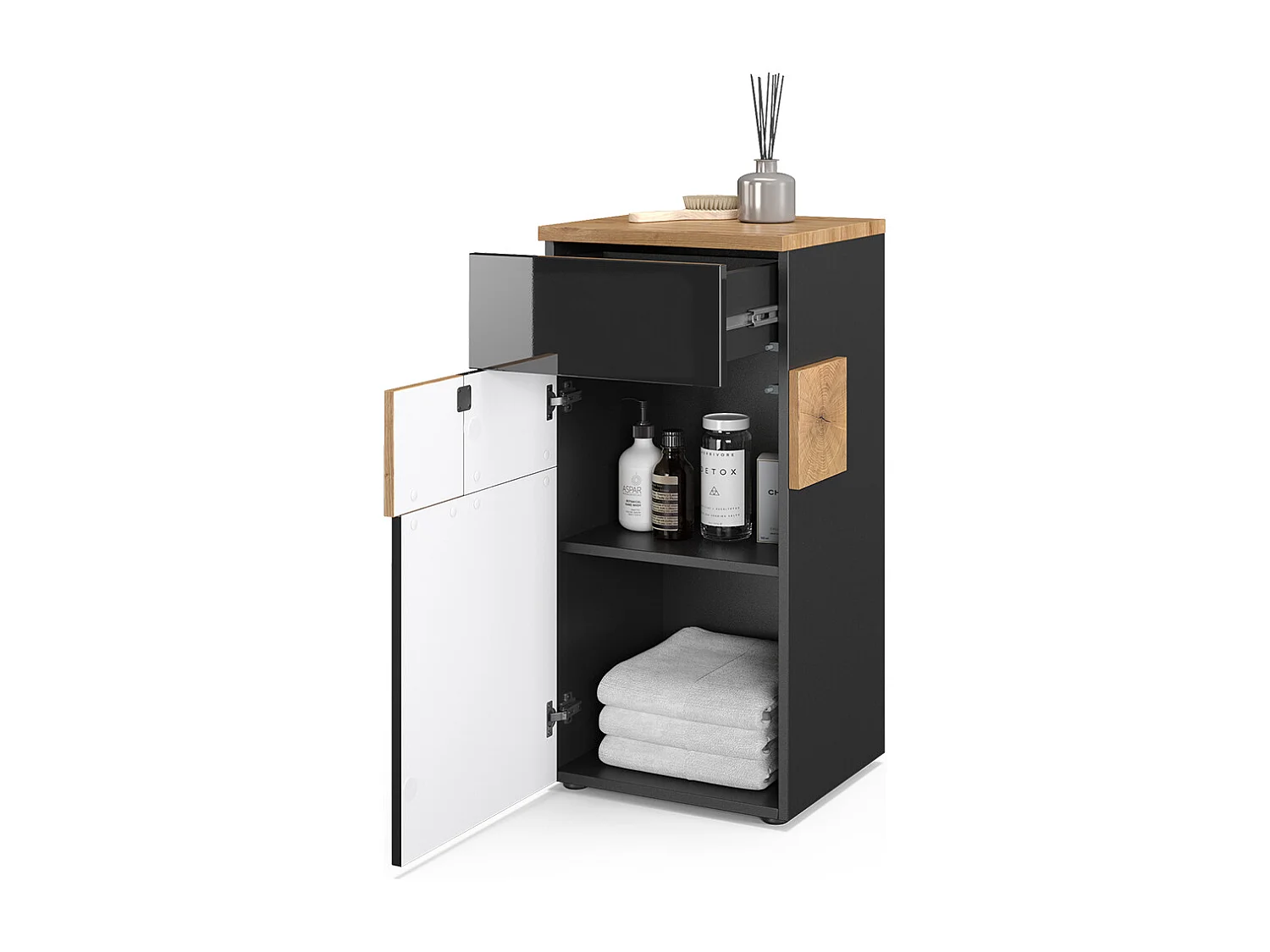 Meuble salle de bain anthracite 40x37x84 eden