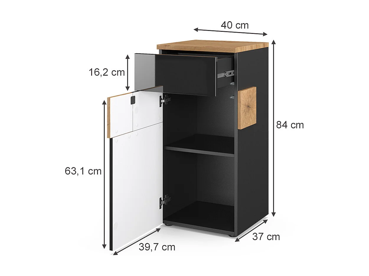 Meuble salle de bain anthracite 40x37x84 eden