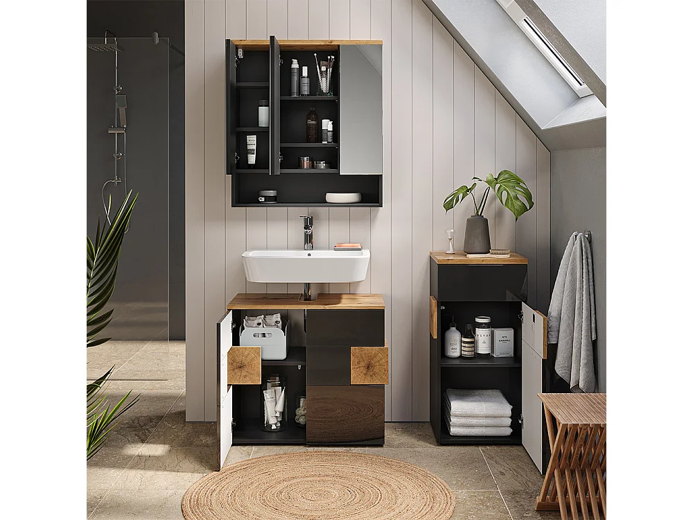 Meuble salle de bain anthracite 40x37x84 eden