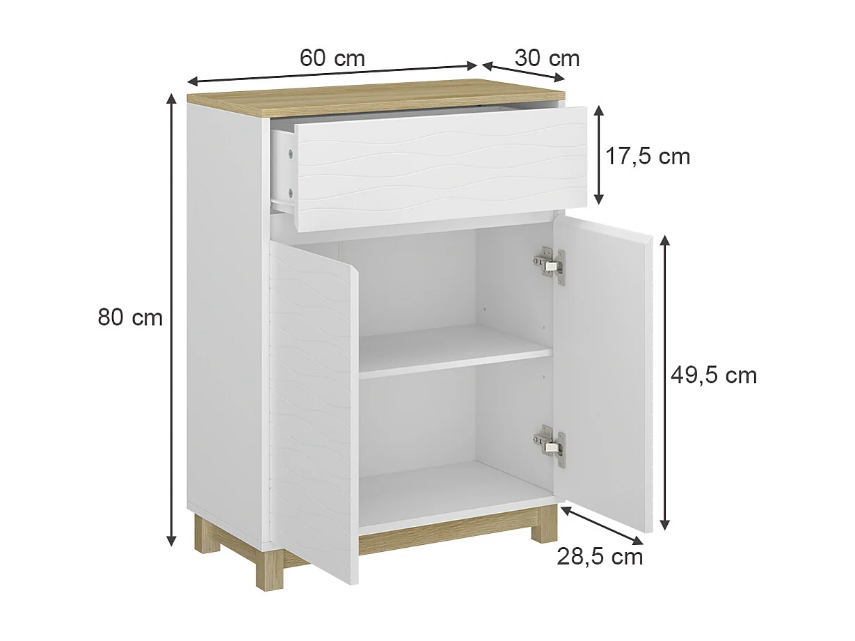 Meuble middle blanc 60x30x80 livia