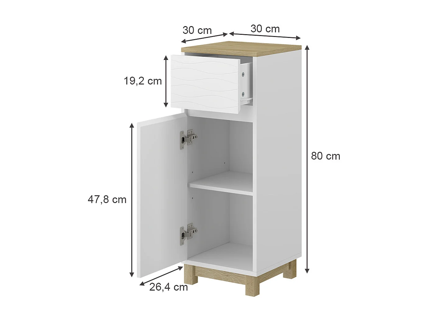 Meuble middle blanc 30x30x80 livia