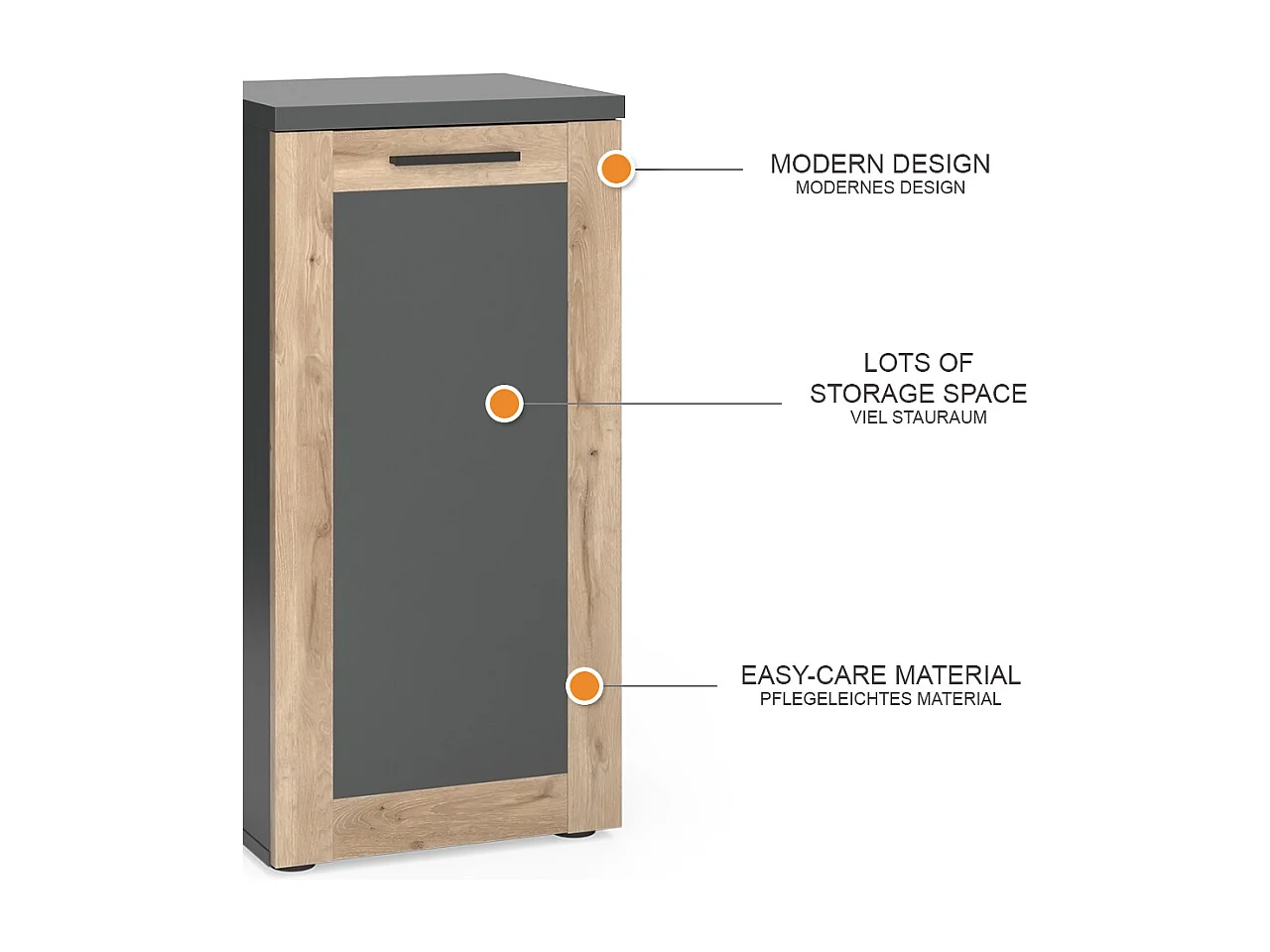 Armoire midisch anthracite 40x34.3x81.6 niko