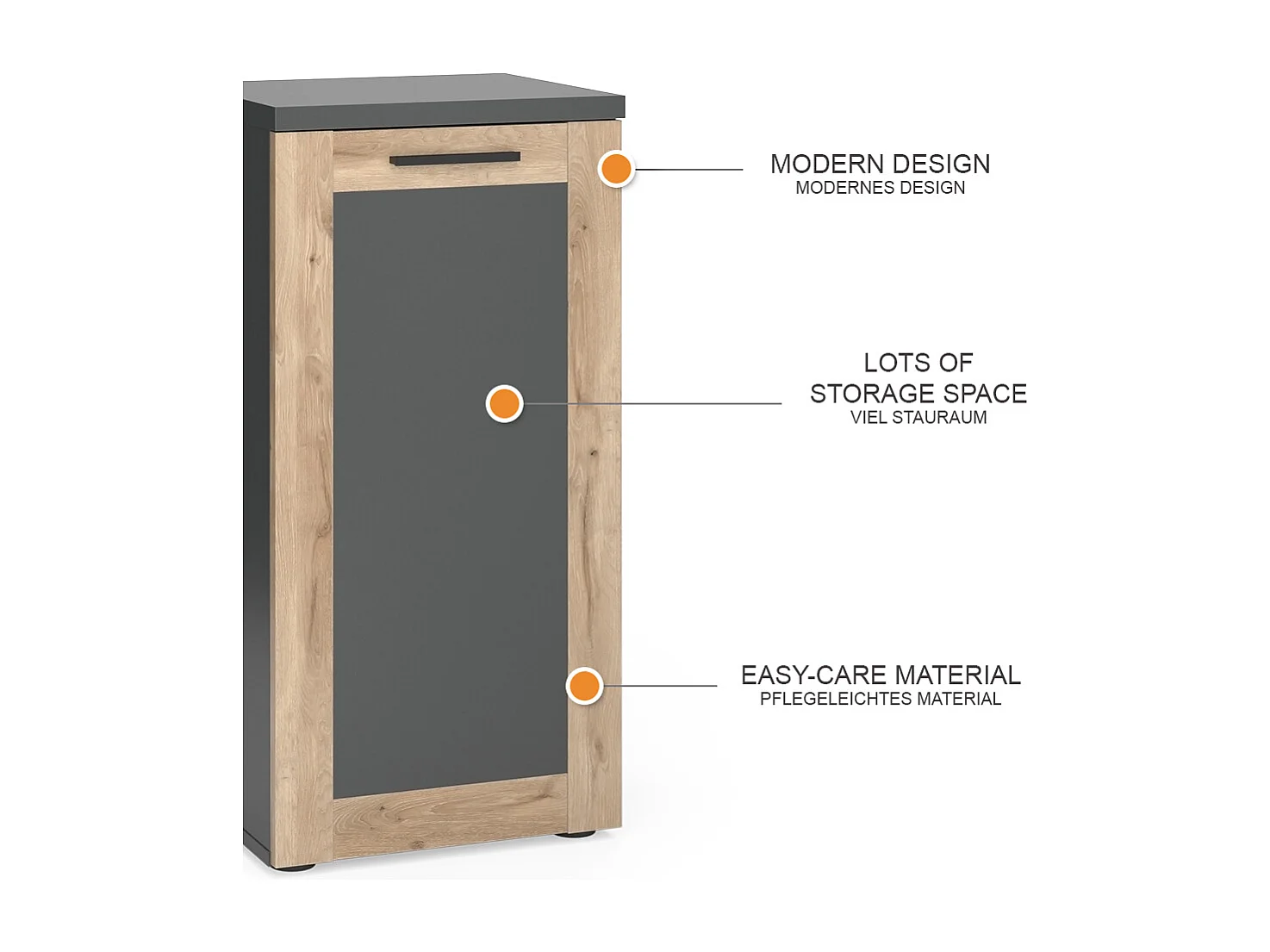 Armoire midisch anthracite 40x34.3x81.6 niko