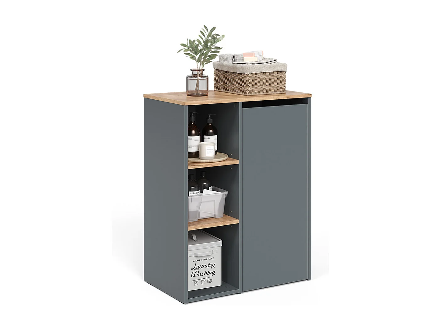 Badschrank anthrazit/goldkraft eiche 68x40.5x88.2 viktor