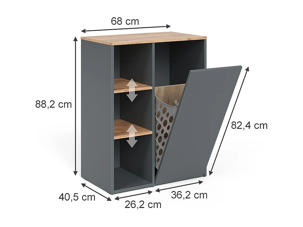 Armoire de salle de bain anthracite/chêne doré 68x40.5x88.2 viktor