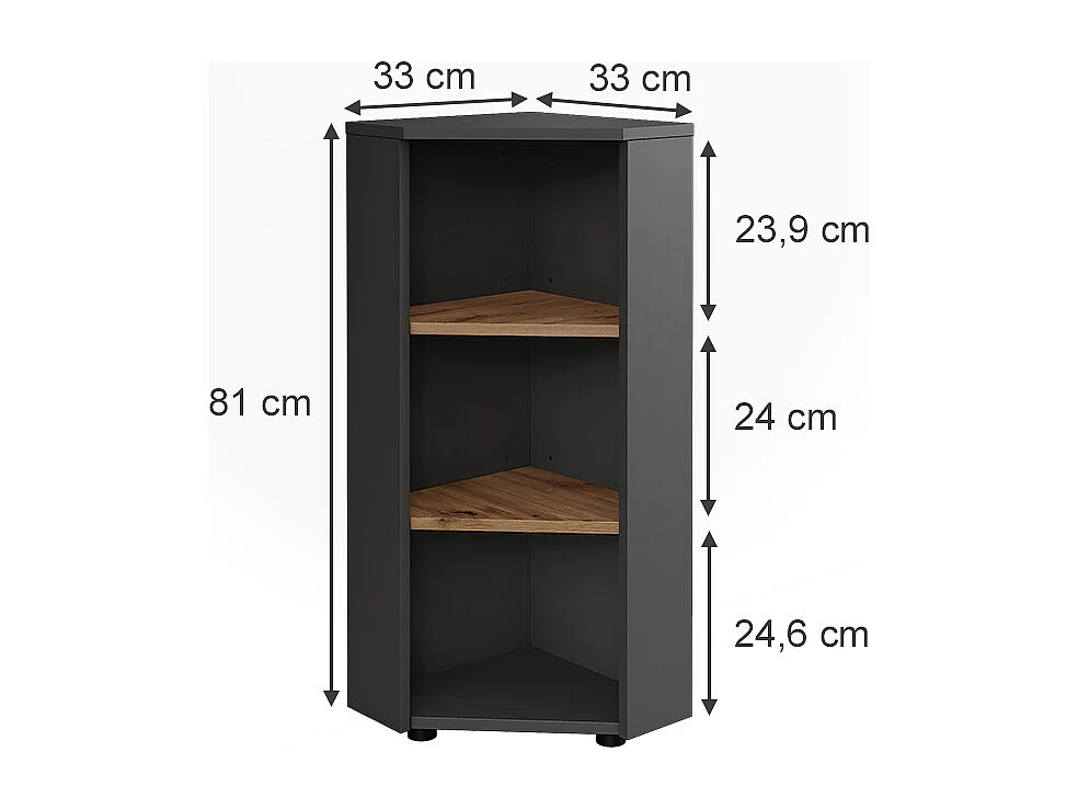 Eckmidischrank anthrazit/artisan 33x33x81 irma