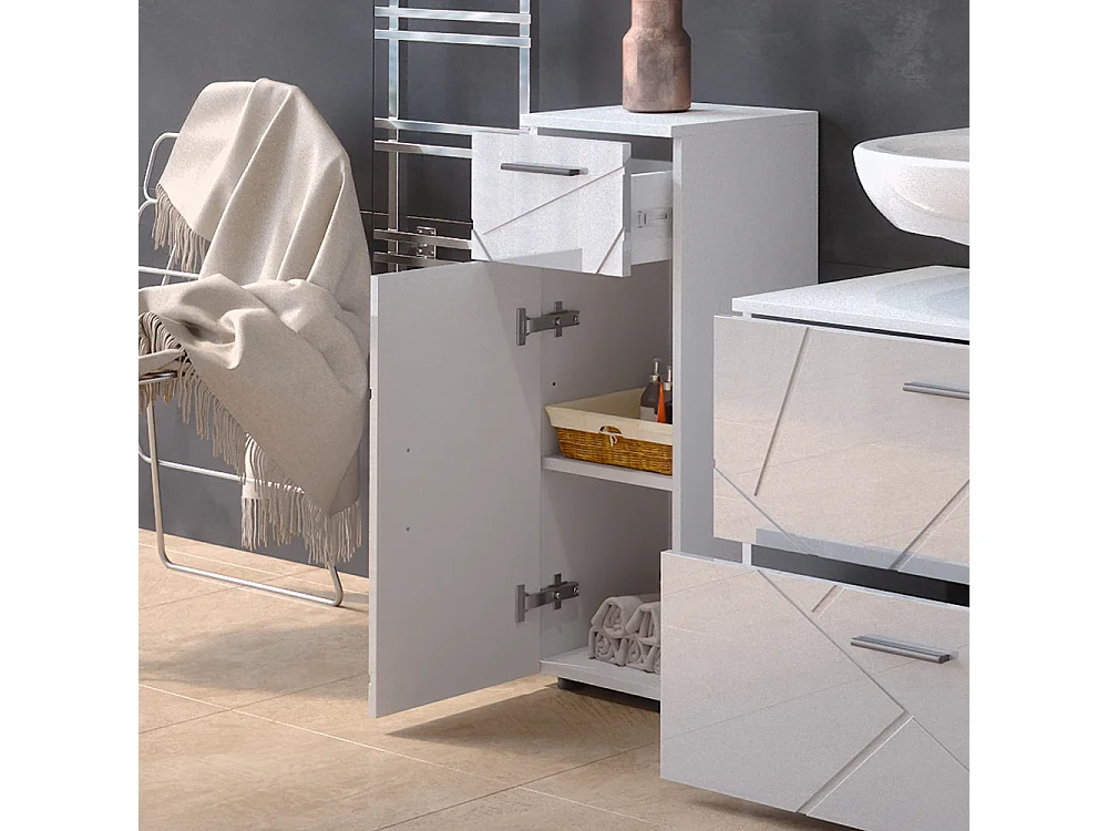 Meuble salle de bain blanc haute brillance 30x30x81 irma