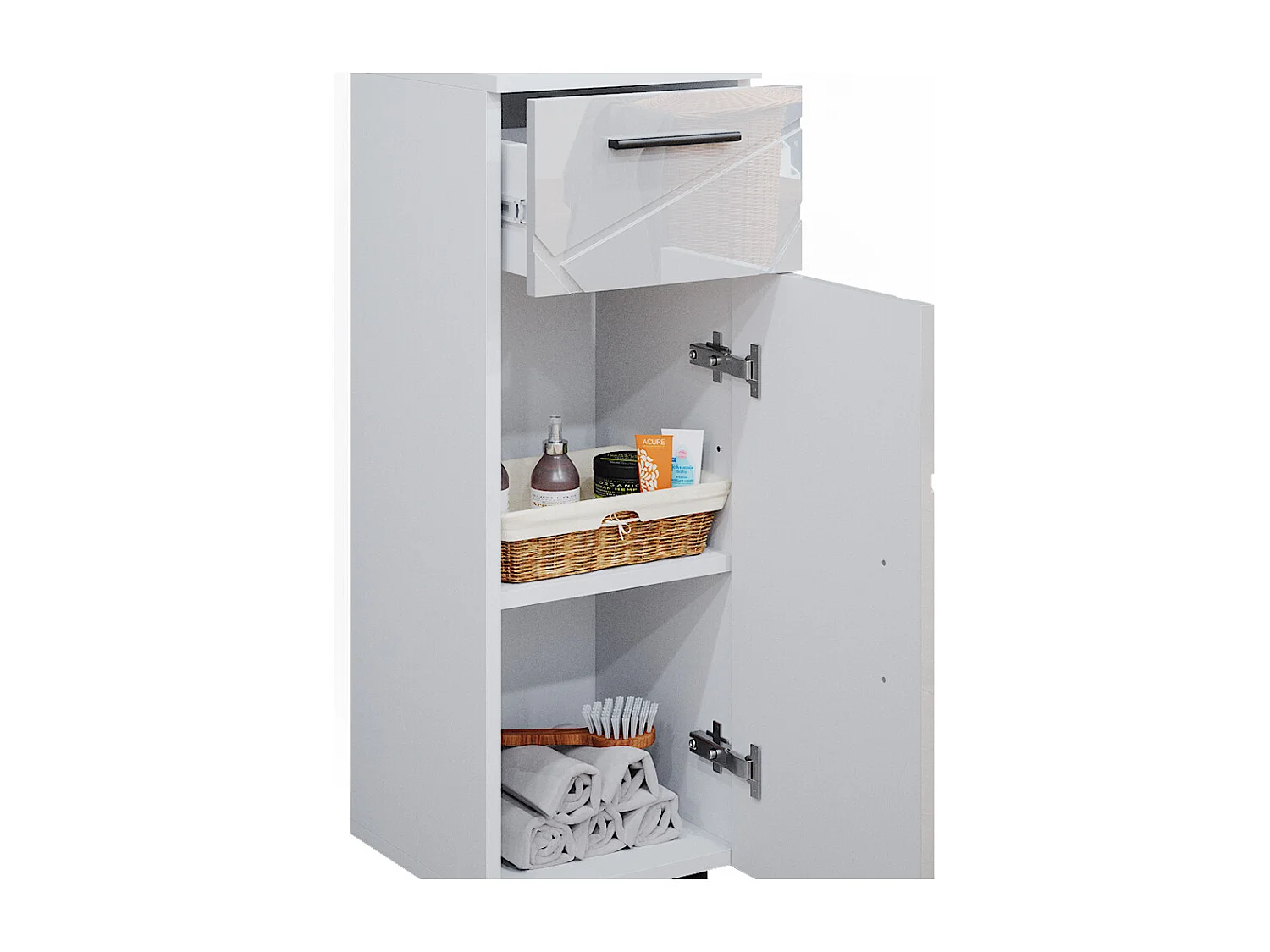 Meuble salle de bain blanc haute brillance 30x30x81 irma