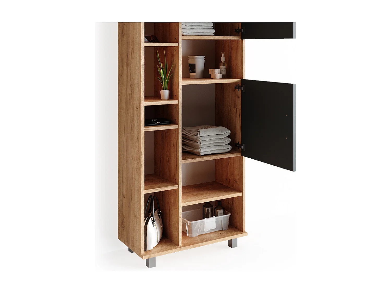 Meuble salle de bain chêne de force doré 60x30x190 ilias