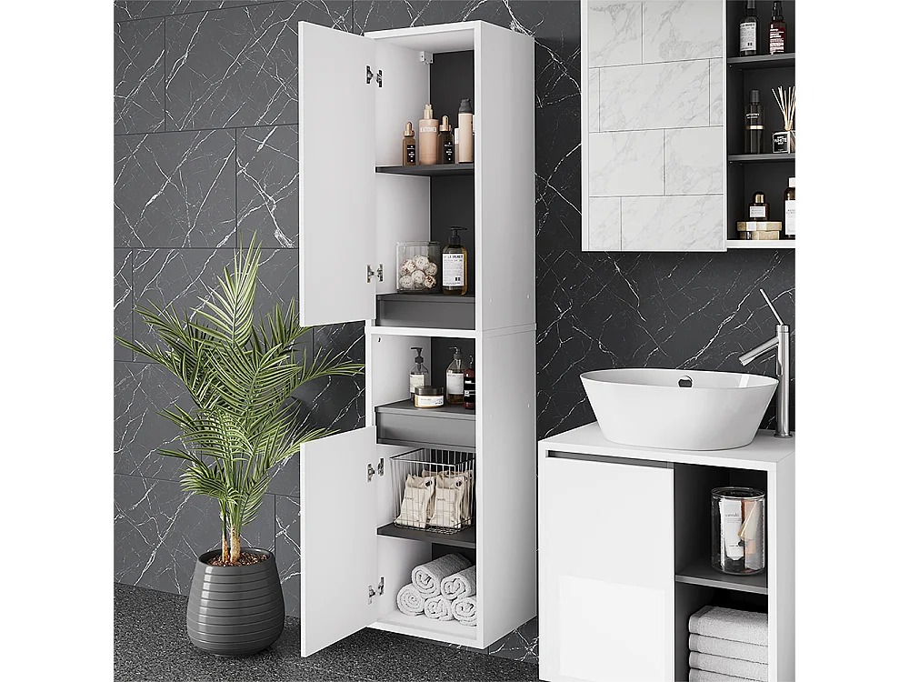 Armoire haute blanc/gris 38x33x170 viola