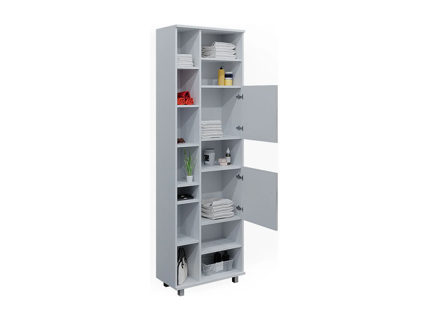 Badschrank weiß hochglanz 60x30x190 ilias