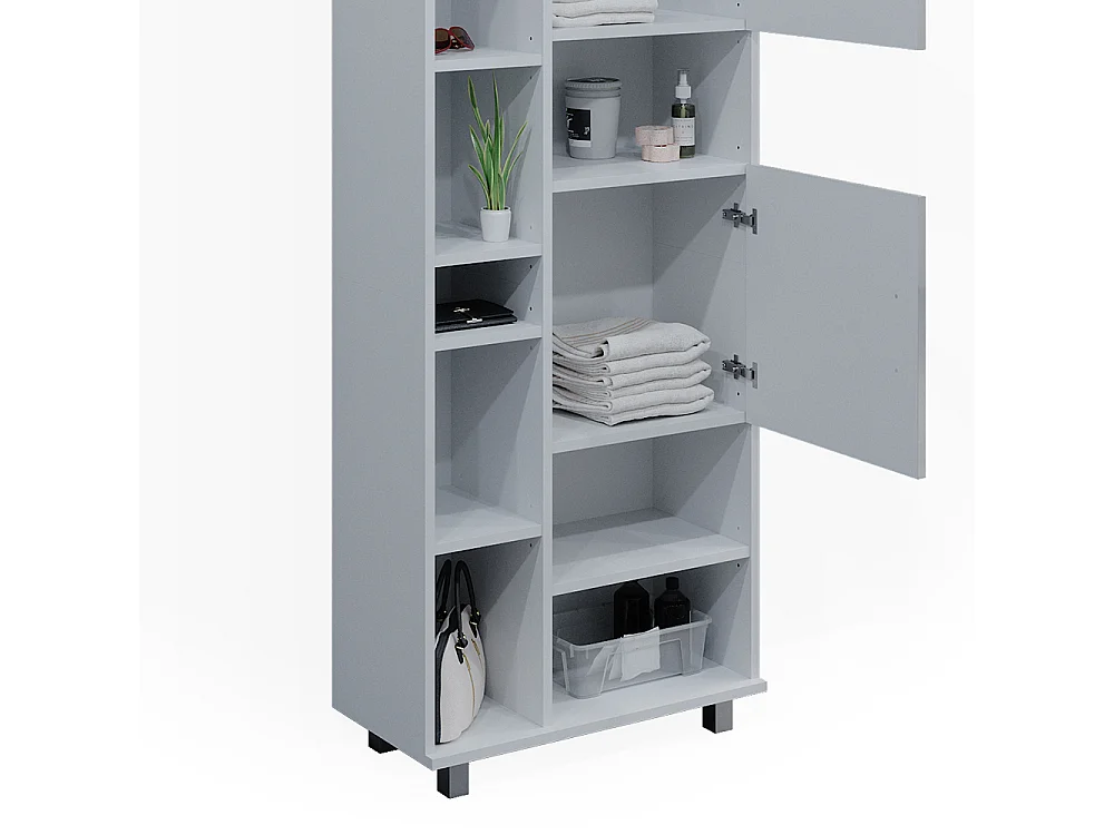 Meuble salle de bain blanc haute brillance 60x30x190 ilias