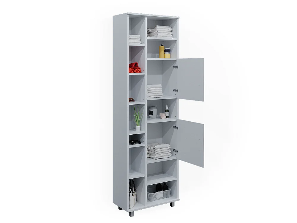 Badschrank weiß hochglanz 60x30x190 ilias