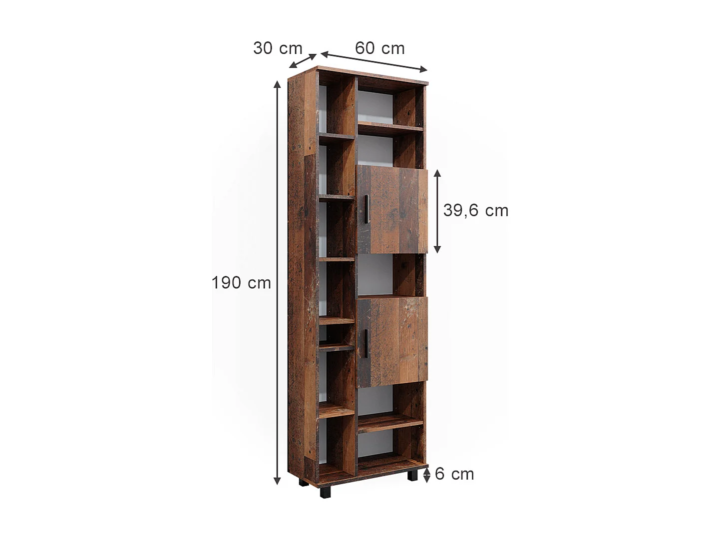 Meuble salle de bain chêne rustique 60x30x190 ilias