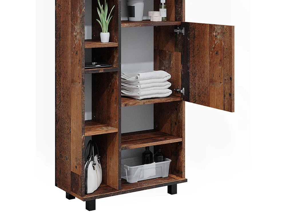 Meuble salle de bain chêne rustique 60x30x190 ilias