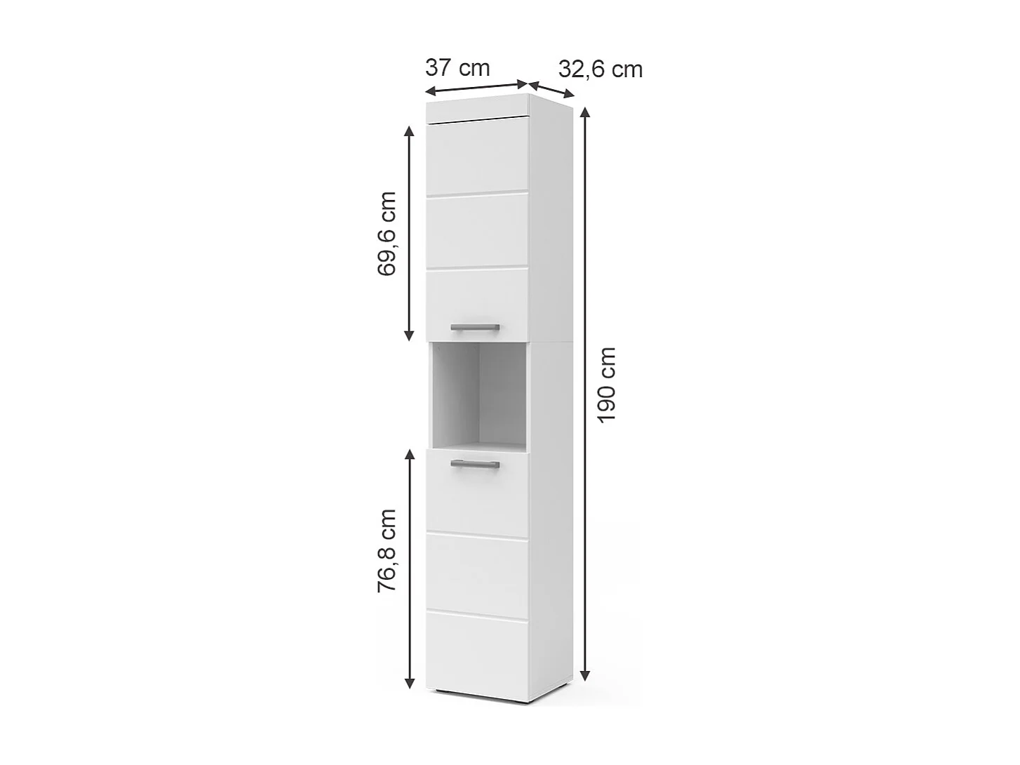 Meuble salle de bain blanc 37x32.6x190 luna