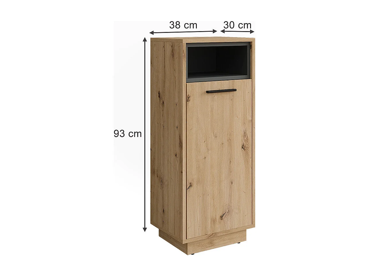 Wäscheschrank artisan eiche/anthrazit 38x30x93 beatrice