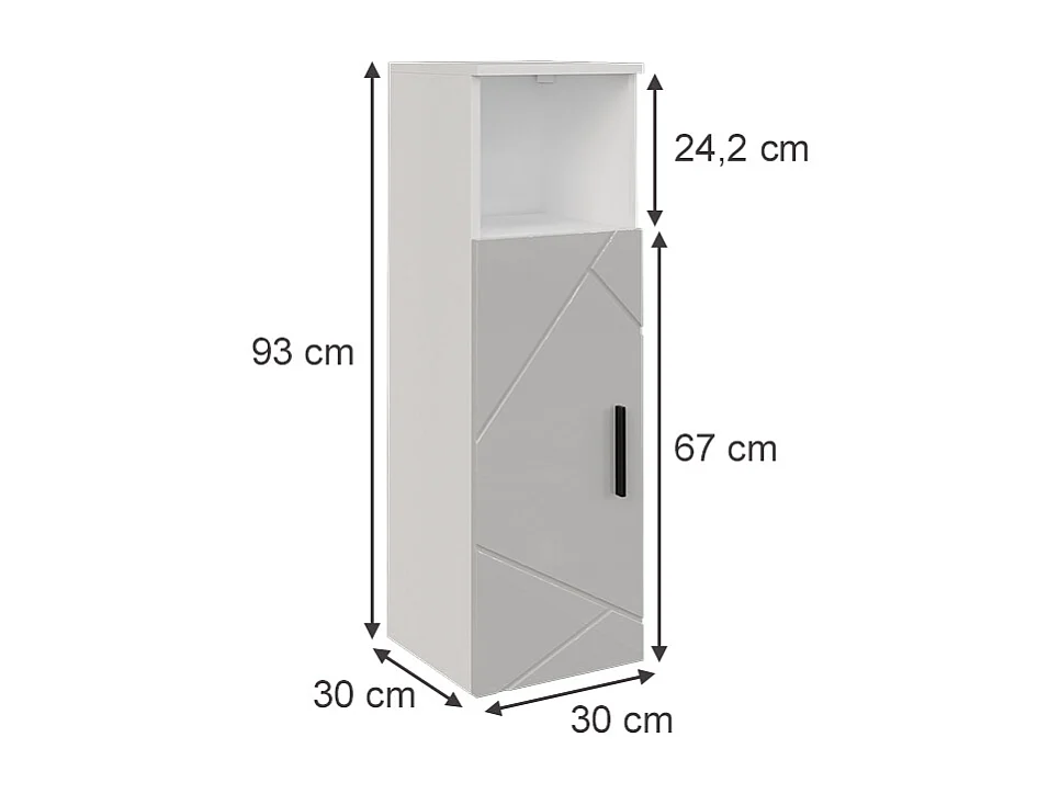 Midischrank weiß/weiß hochglanz 30x30x93 irma