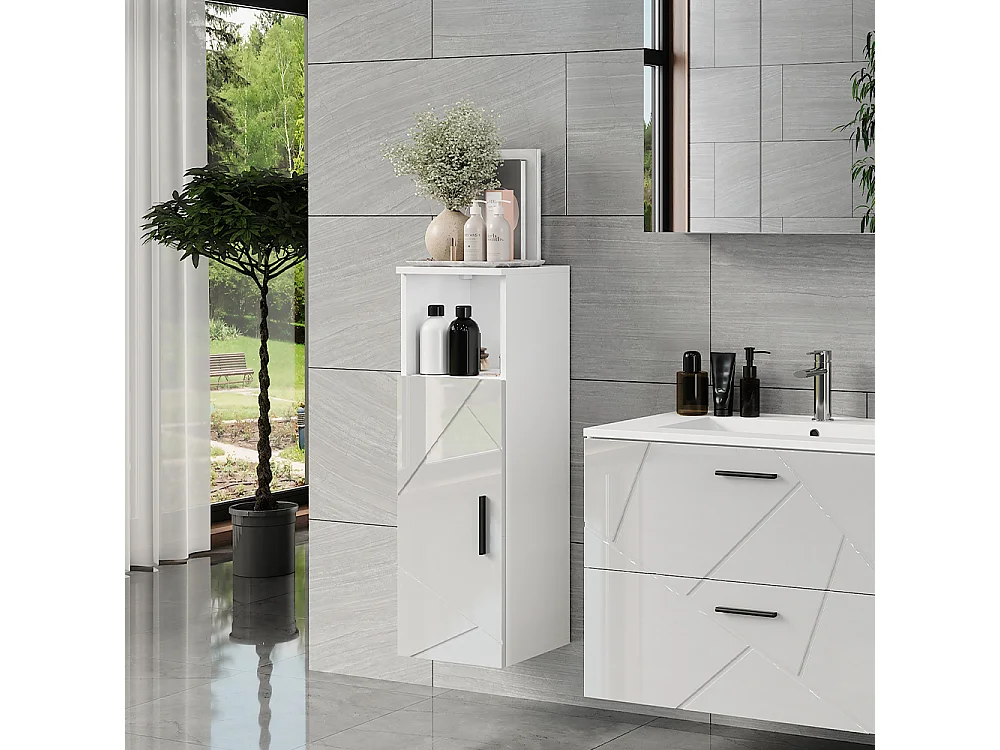 Midischrank weiß/weiß hochglanz 30x30x93 irma