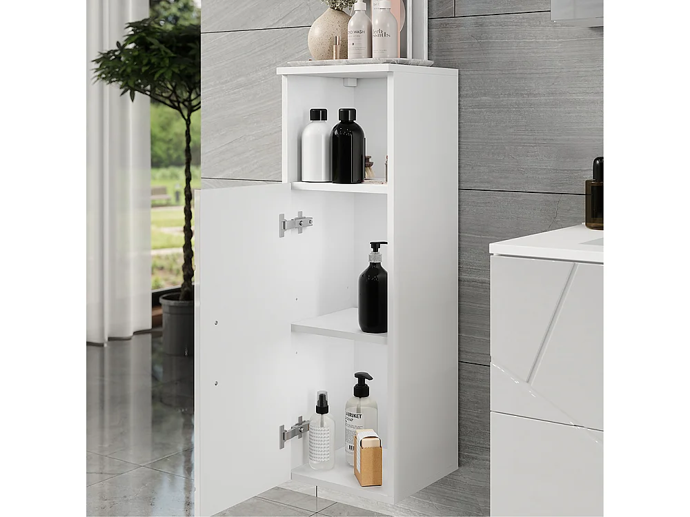 Armoire Midischrank blanc/blanc brillant 30x30x93 irma