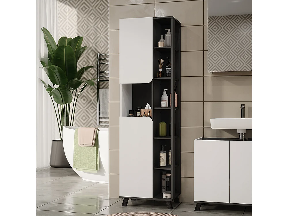 Armario alto antracita/blanco 50x35x175 karen