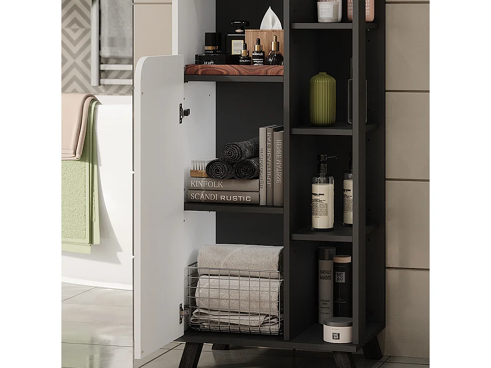 Armoire haute anthracite/blanc 50x35x175 karen