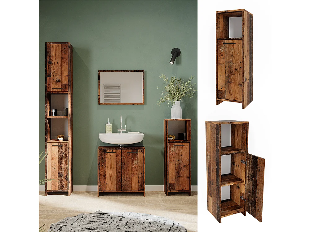 Meuble salle de bain chêne rustique 30x30x95 kiko