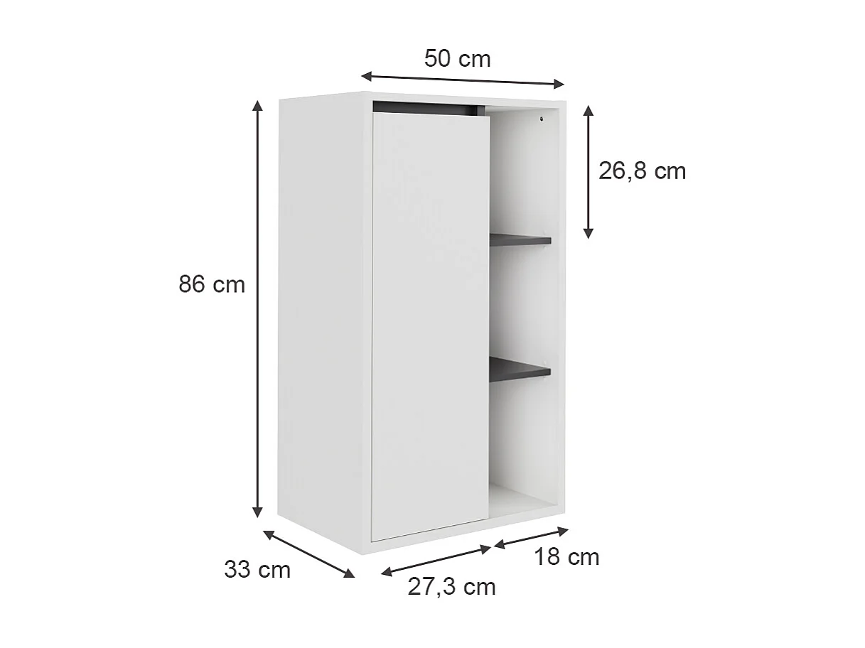 Midischrank weiß/grau 50x33x86 viola