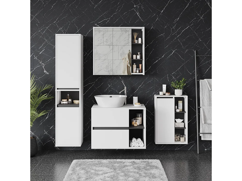 Armoire Midischrank blanc/gris 50x33x86 viola