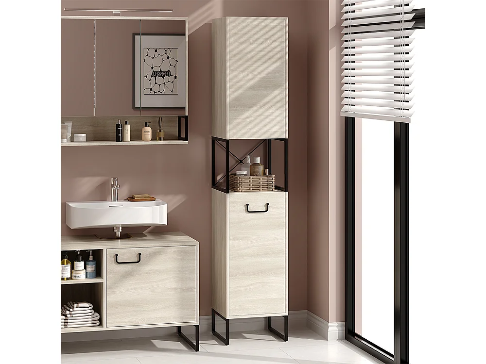 Mueble de baño roble/negro 36x33x185 vionna