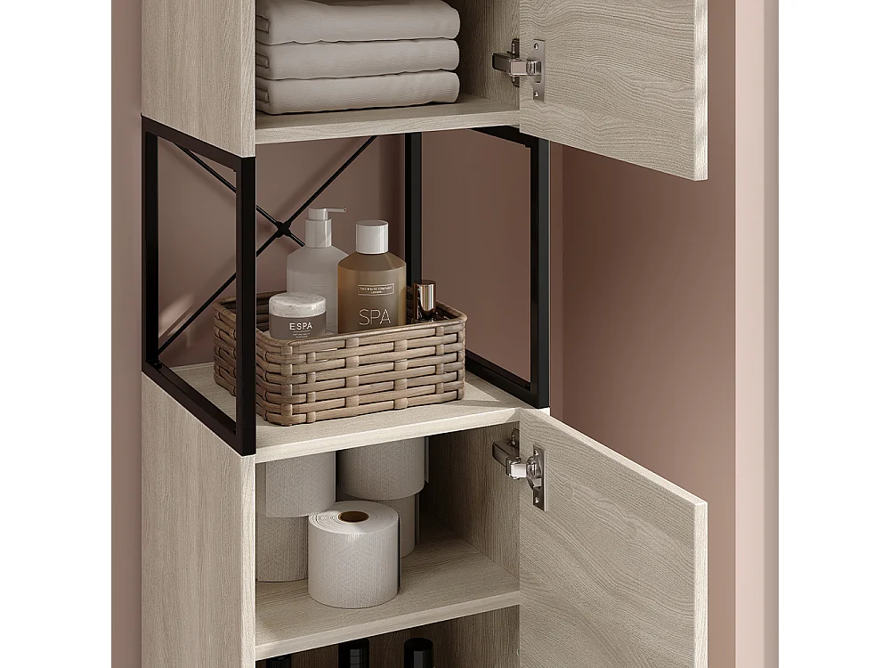 Armoire de salle de bain chêne/noir 36x33x185 vionna