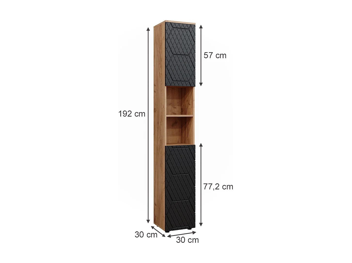 Badschrank  anthrazit mit wabenstruktur 30x30x192 irma