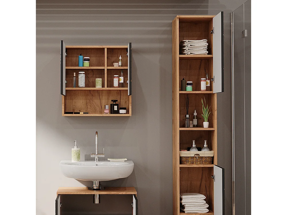 Badschrank  anthrazit mit wabenstruktur 30x30x192 irma