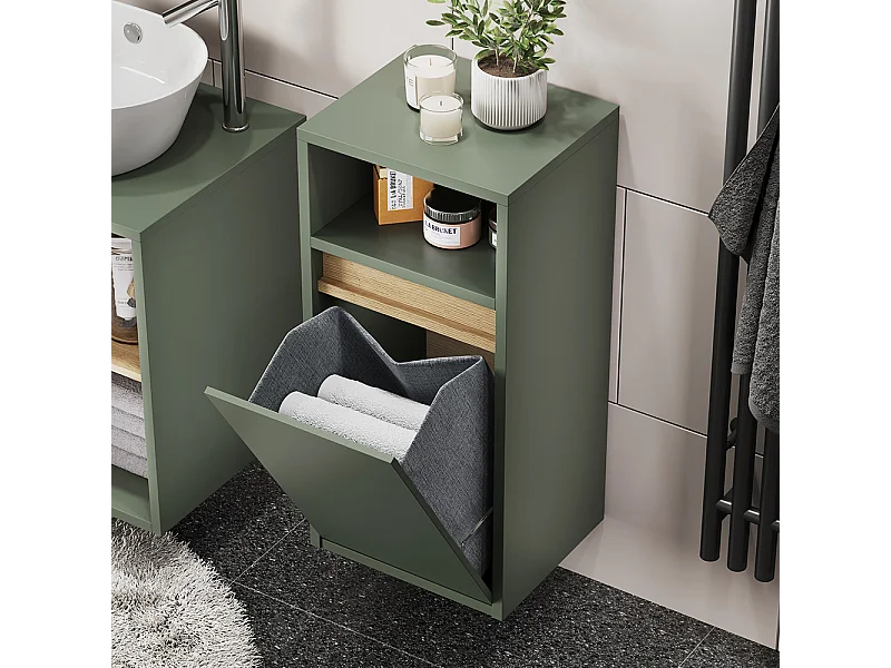 Mobiletto da bagno verde/artigianale 38x33x80 viola