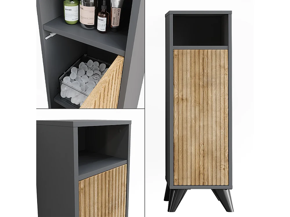 Midischrank anthrazit/bergeiche 30x30x97 leano