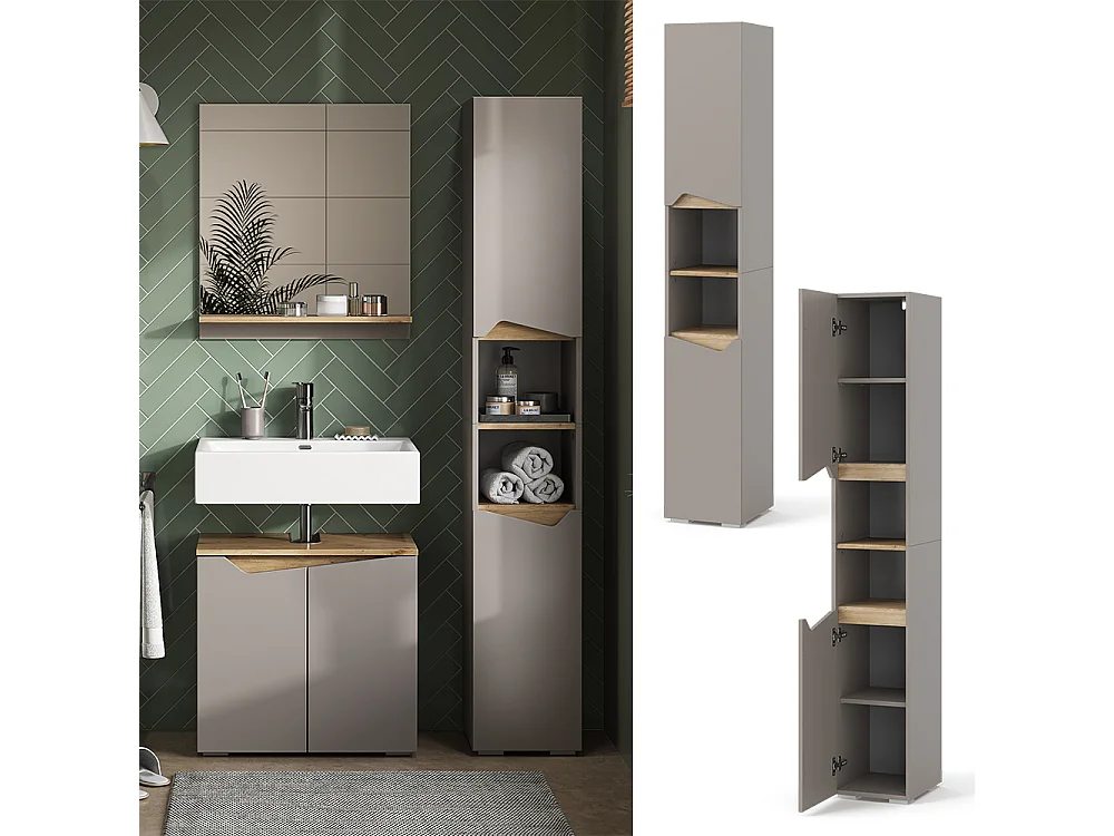 Meuble salle de bain greige/artisan 30x35x180 marelle