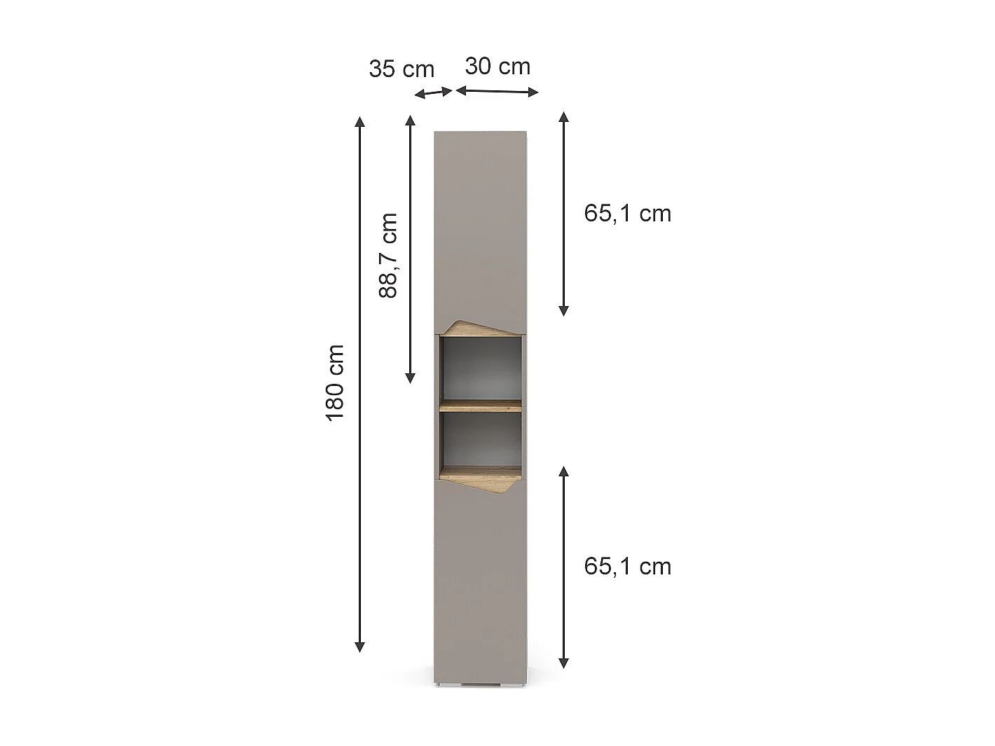 Meuble salle de bain greige/artisan 30x35x180 marelle