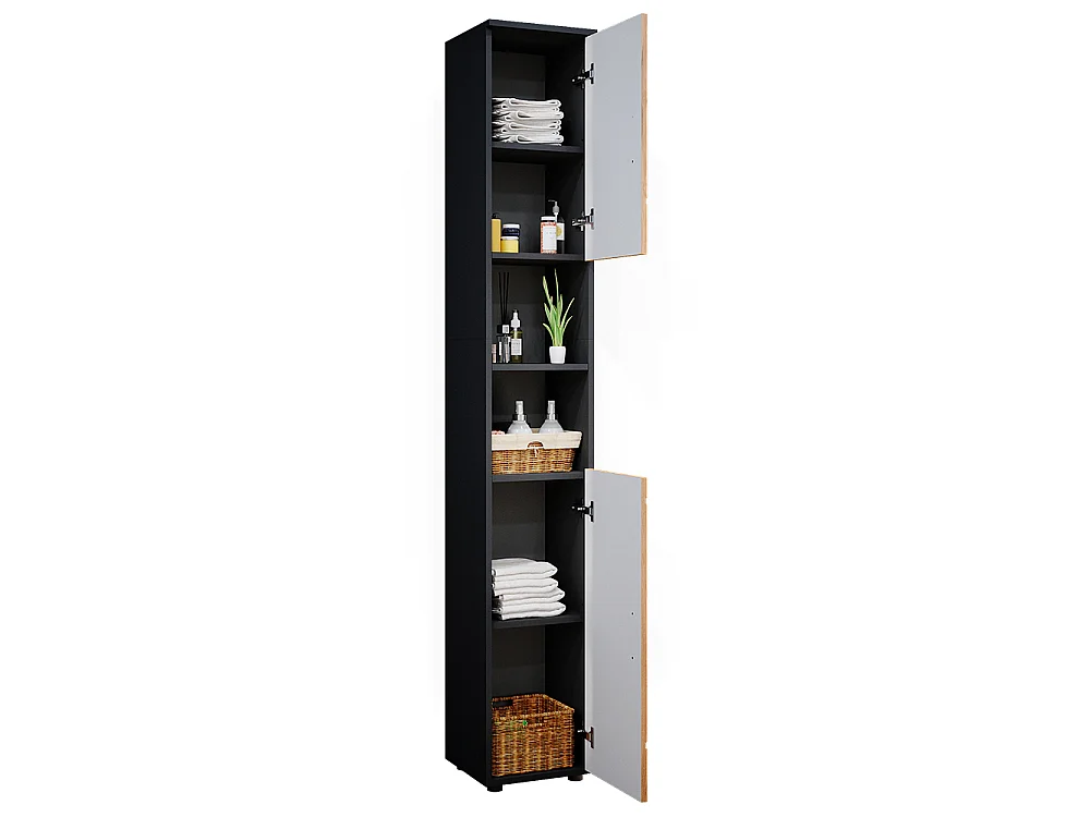 Meuble salle de bain chêne doré/anthracite 30x30x192 irma