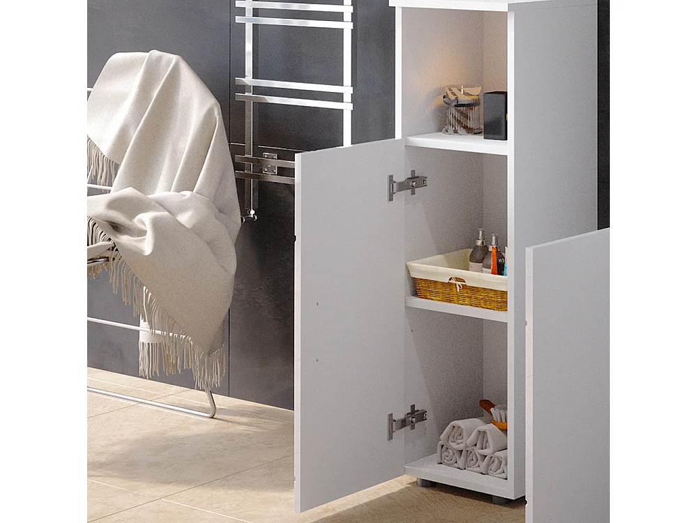 Meuble salle de bain blanc haute brillance 30x30x95 irma