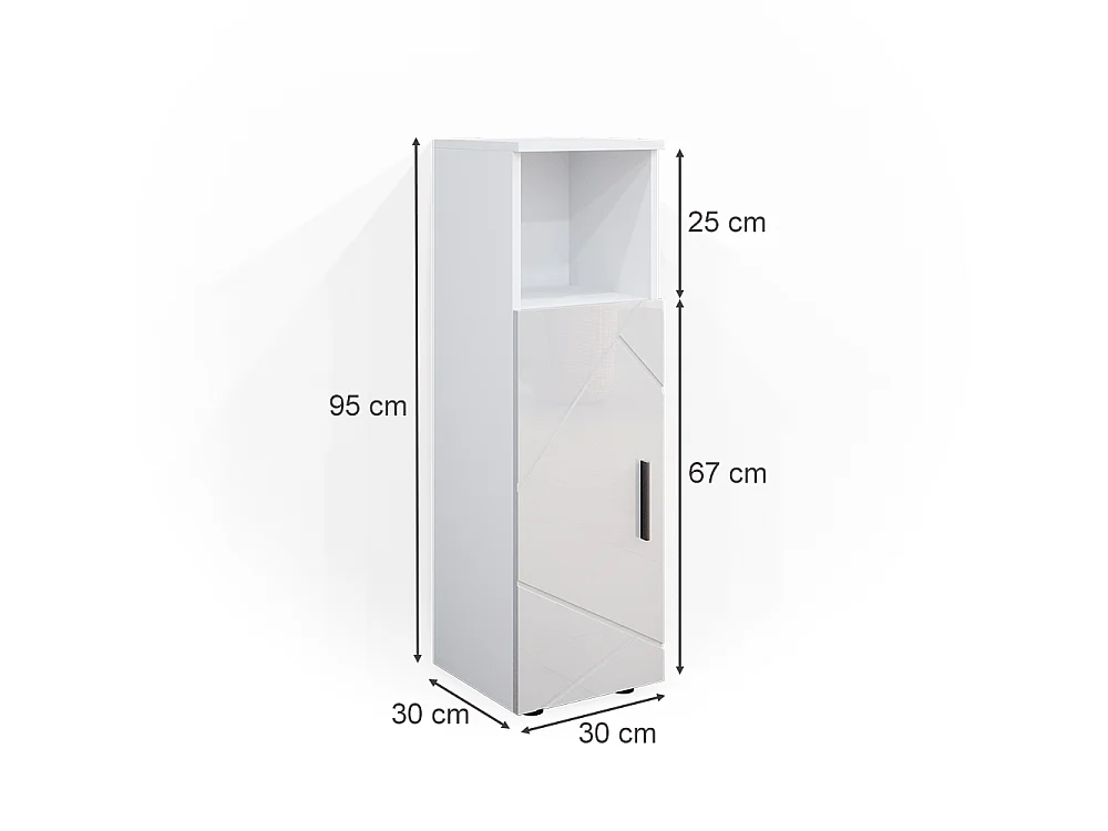 Mobiletto bagno bianco lucido 30x30x95 irma