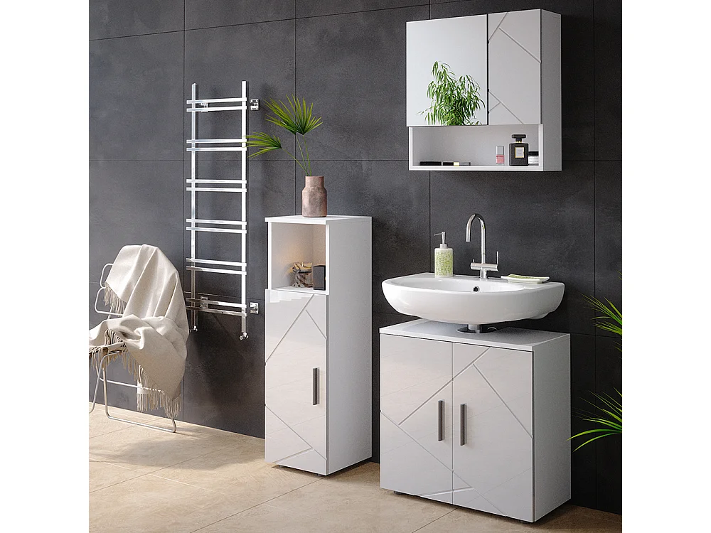 Mobiletto bagno bianco lucido 30x30x95 irma