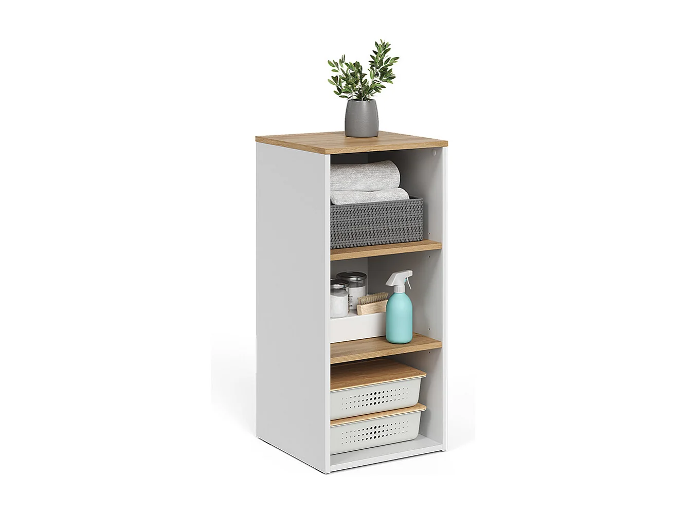 Meuble salle de bain blanc/artisan 40.2x40.5x88.2 viktor