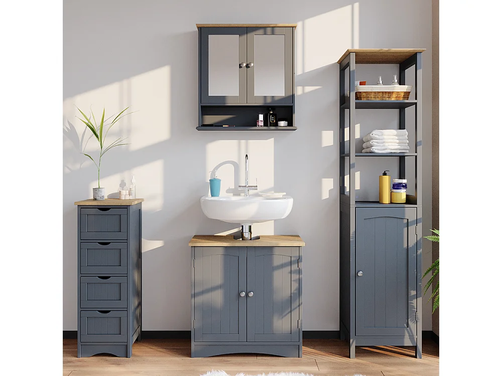 Badschrank grau 40x32x160 bianco