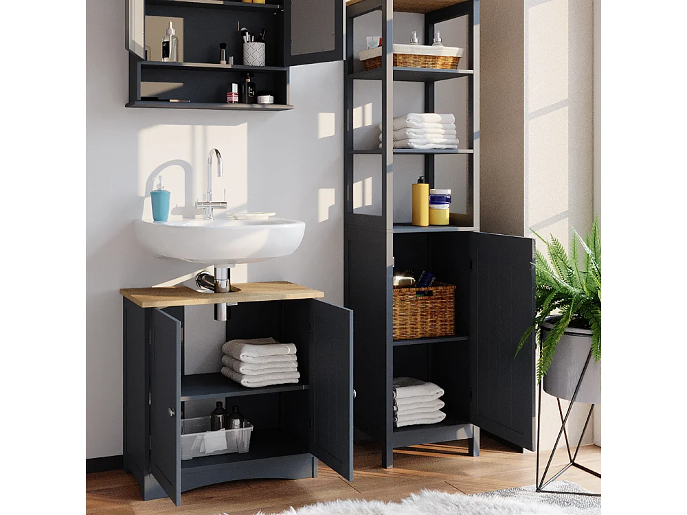 Meuble salle de bain gris 40x32x160 bianco