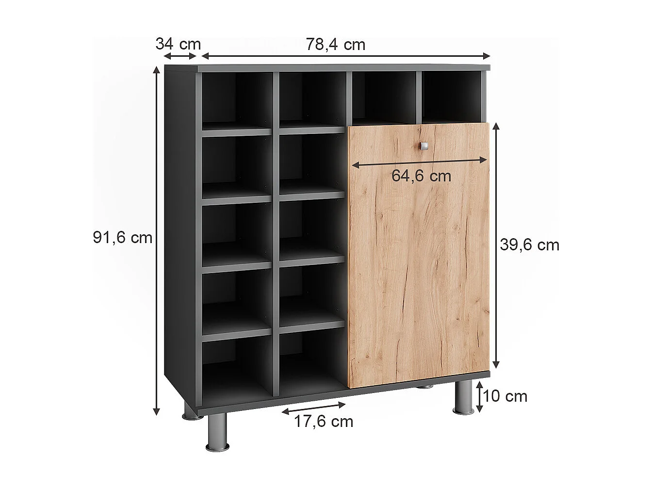Wäscheschrank  anthrazit/goldkraft eiche 78.4x34x91.6 fynn