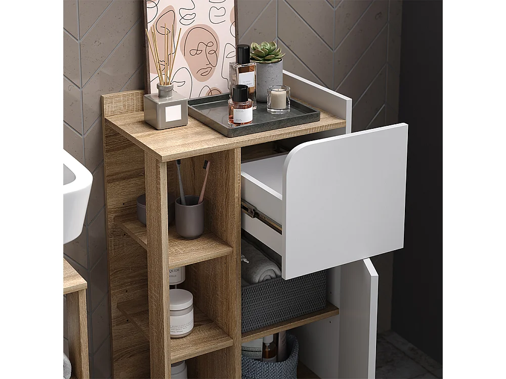 Halfhoge kast sonoma/wit 50x35x90 karen