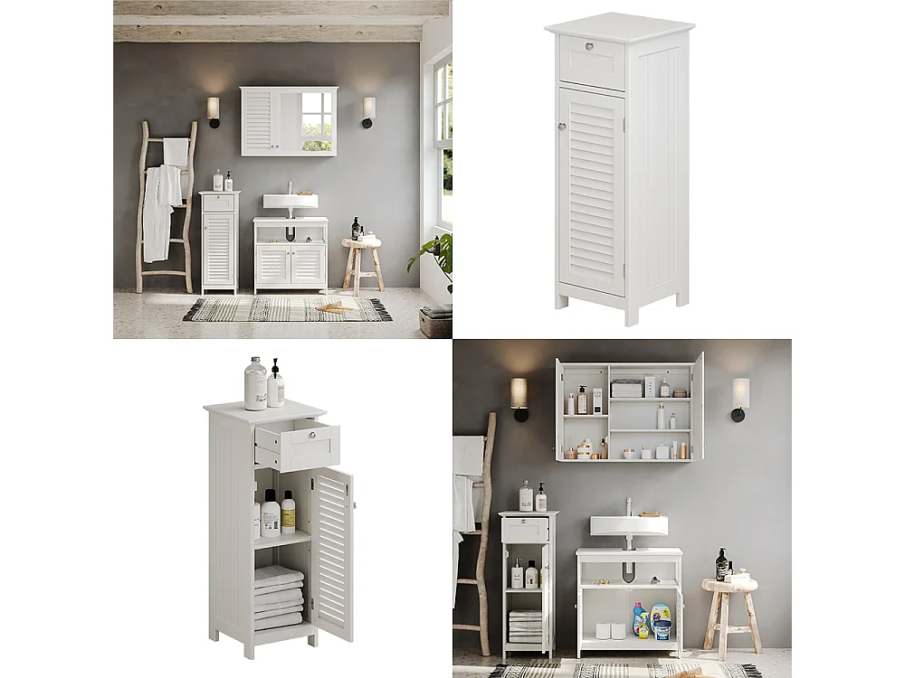 Meuble salle de bain blanc 32x30x87 riad